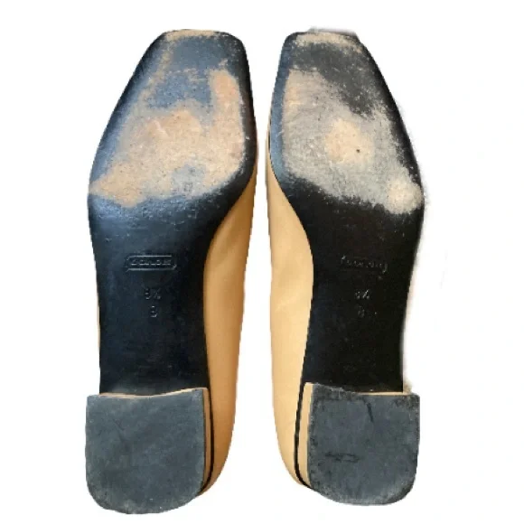 Coach Women Vtg tan smooth leather square toe dress shoes with bow size 8.5 - Picture 5 of 11